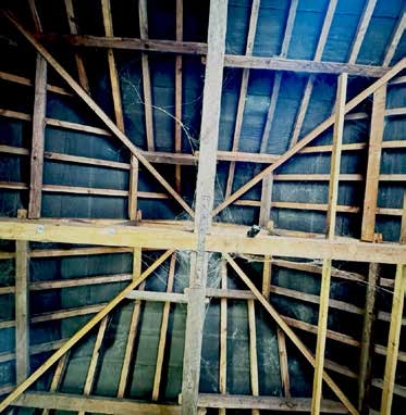 Original timber roof structure, exposed rafters and trusses